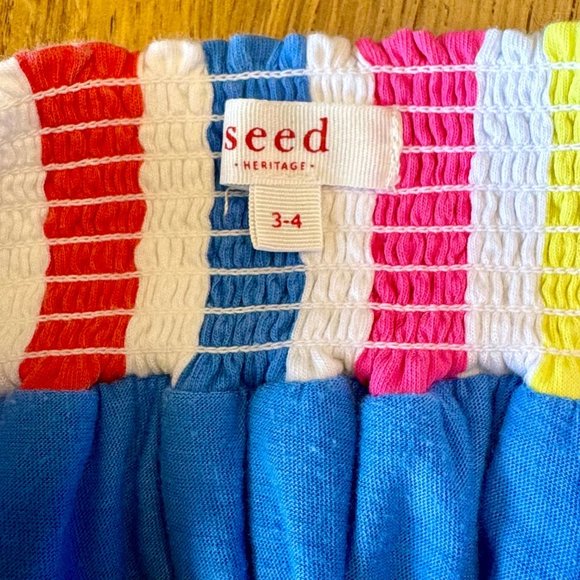 SEED HERITAGE Rainbow Stripes Skirt 3-4 3T 4T Bright Cotton Twirl Toddler Girl - Picture 6 of 7